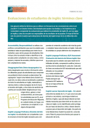 Cover image for a Spanish-language glossary of key terms related to English Learner assessments