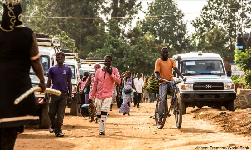 People walking down road in Beni, Africa