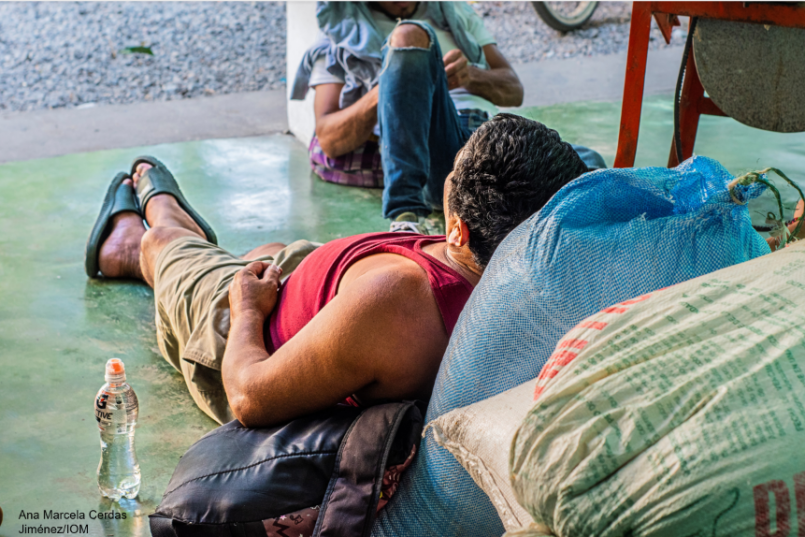 Central American migrant resting in Guatemala